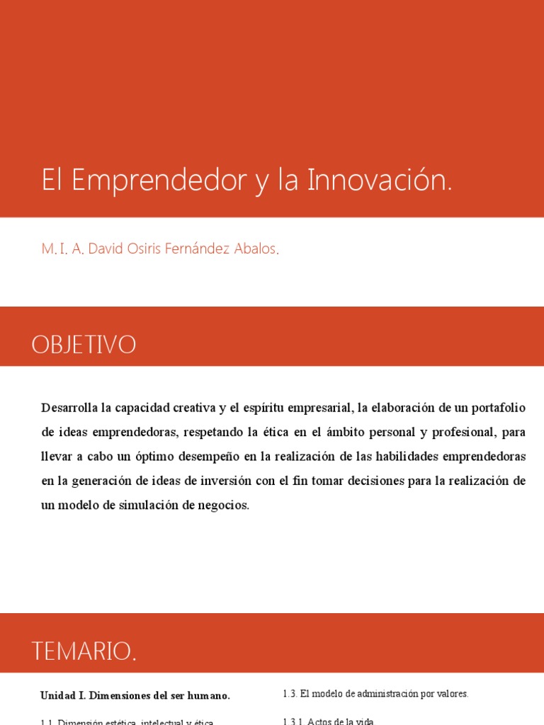 Unidad I El Emprendedor Y La Innovación Pdf Innovación Iniciativa