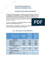 Sbs Seguros Colombia S.A. Comercial Colombiana Ltda. Póliza de Seguro de Vida Grupo Uniminuto