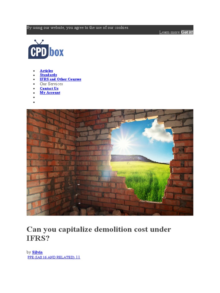 Capitalize Demolition Cost PDF International Financial Reporting Standards Cost