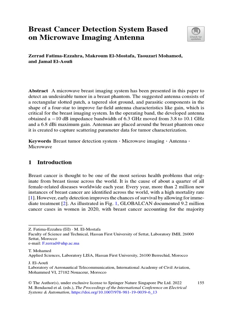 Breast Cancer Detection System Based On Microwave Imaging Antenna | PDF ...