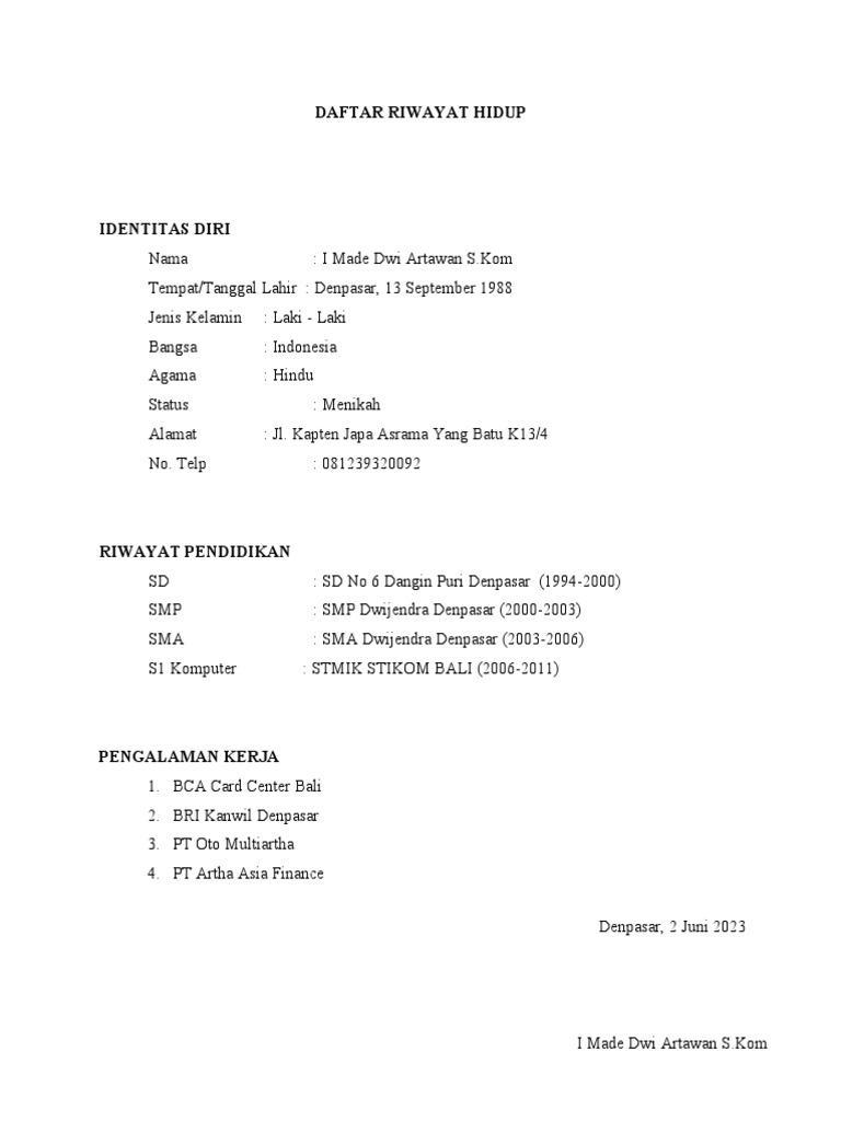 Riwayat Hidup Baru | PDF