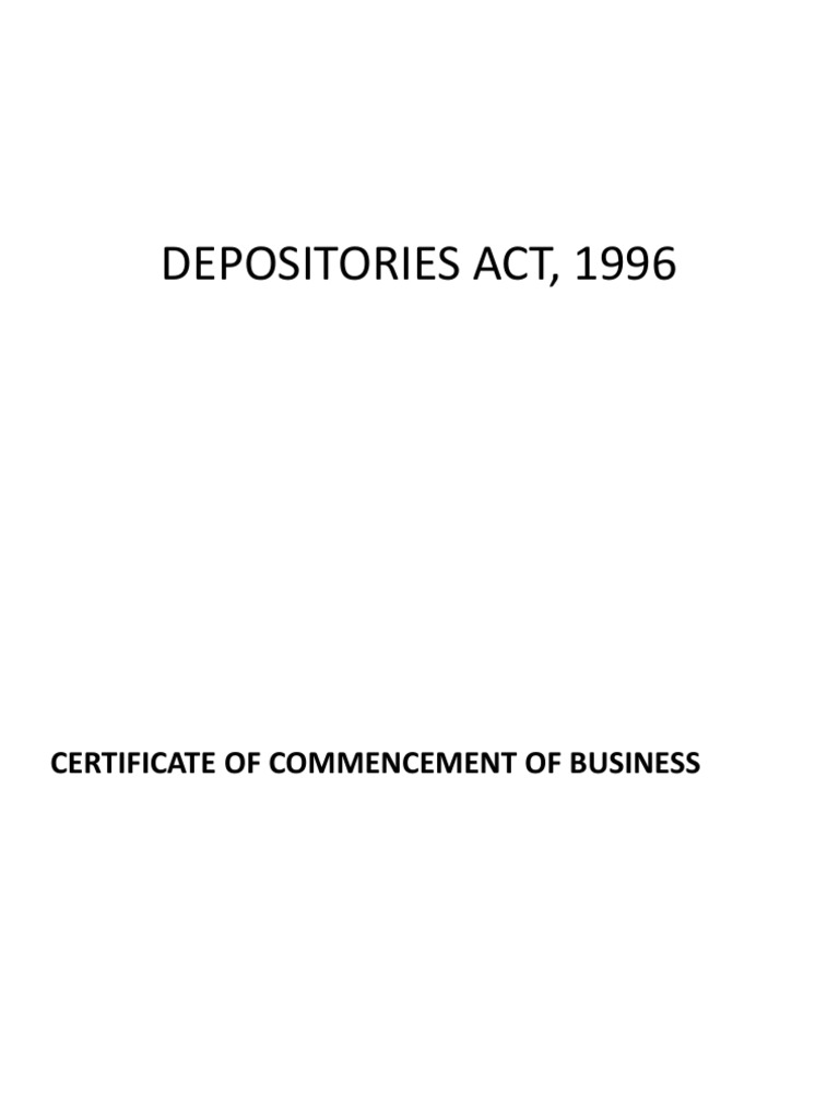 Overview of Depositories Act, 1996 | PDF | Law