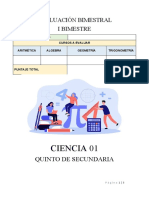 Evaluación Bimestral - Ciencia 1 - Quinto Secundaria