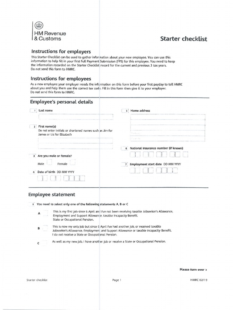 Starter Checklist PDF
