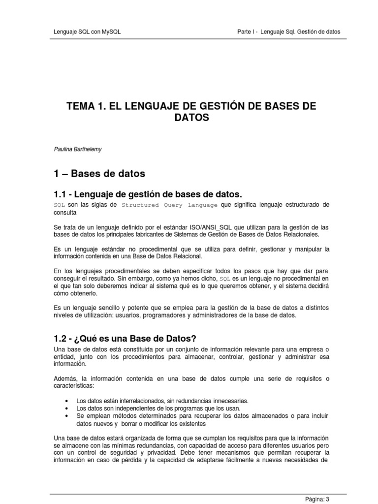 Tema 1 | PDF | SQL | Base de datos relacional