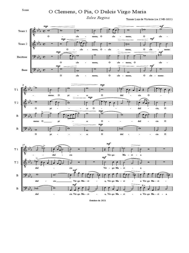 O Clemens (TTBB) | PDF | Choral Music | Compositions