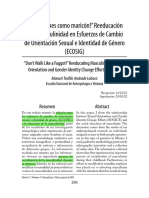 "¡No Camines Como Maricón!" Reeducación de La Masculinidad en Esfuerzos de Cambio de Orientación Sexual e Identidad de Género (Ecosig)