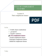 Syntax 2 2022 L8 Complement Clauses