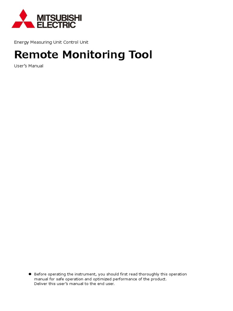 Remote monitoring tool energy measuring unit control unit pdf