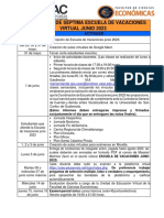 Cronograma de Actividades, Escuela de Vacaciones Junio 2023