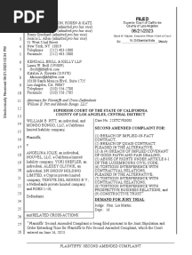 Superior Court of The State of California County of Los Angeles, Central District Second Amended Complaint For