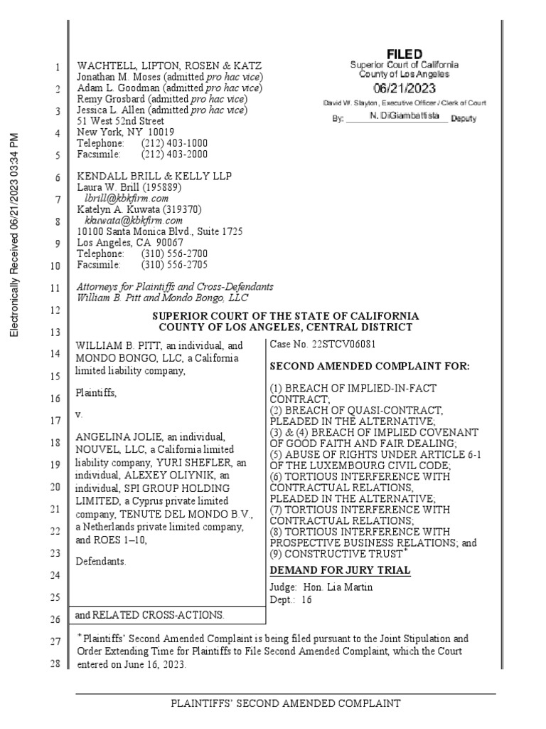 Superior Court of The State of California County of Los Angeles Superior Court of The State of California County of Los Angeles