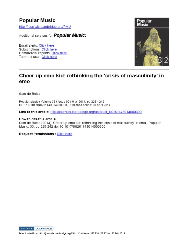 Rethinking Emo and Masculinity Crisis | PDF | Social Science | History