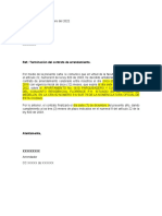 Carta de Trminación de Contrato Arrendamiento