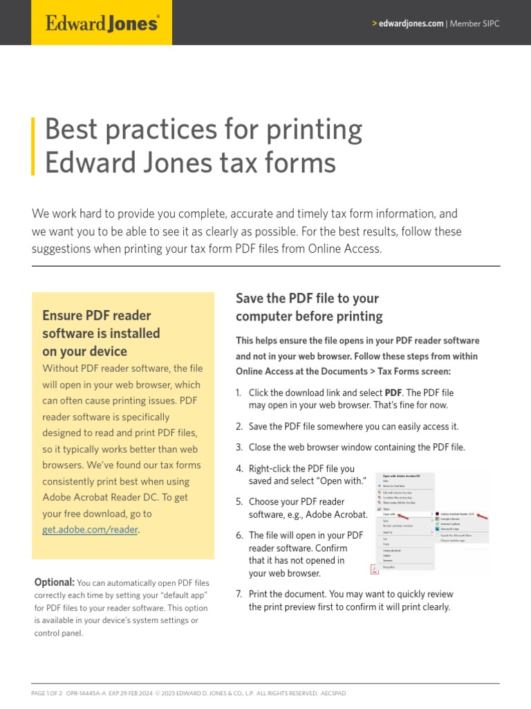 Best Practices For Printing Edward Jones Tax Forms PDF World Wide