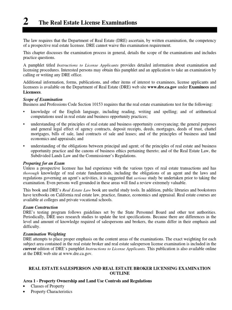Real Estate Licensing Exams Outline PDF Real Estate Broker Real