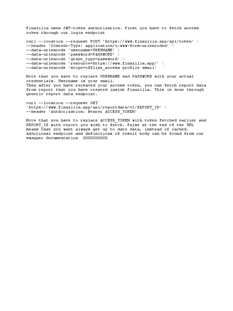 Finazilla API Example | PDF