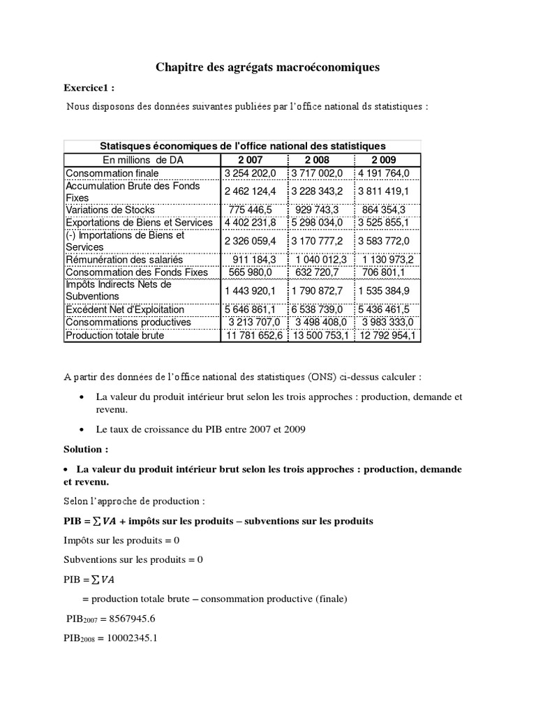 Agrégats macroéconomiques et PIB | PDF | Produit intérieur brut ...