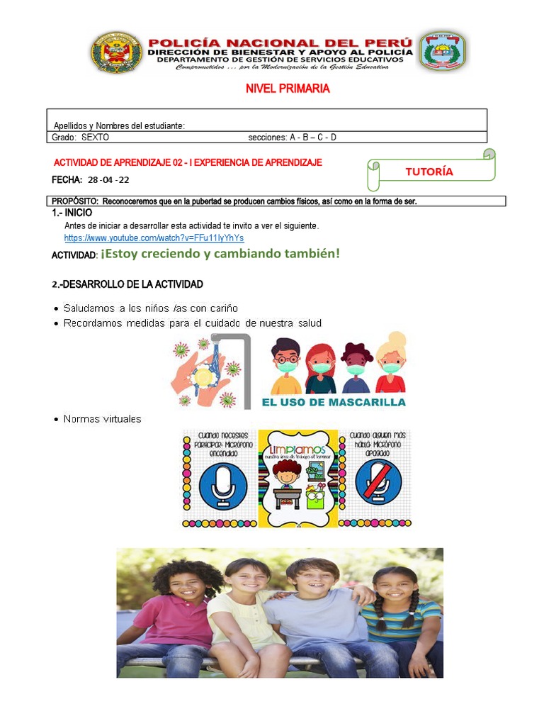 6º Grado Estoy Creciendo y Cambiando También | PDF | Las emociones ...