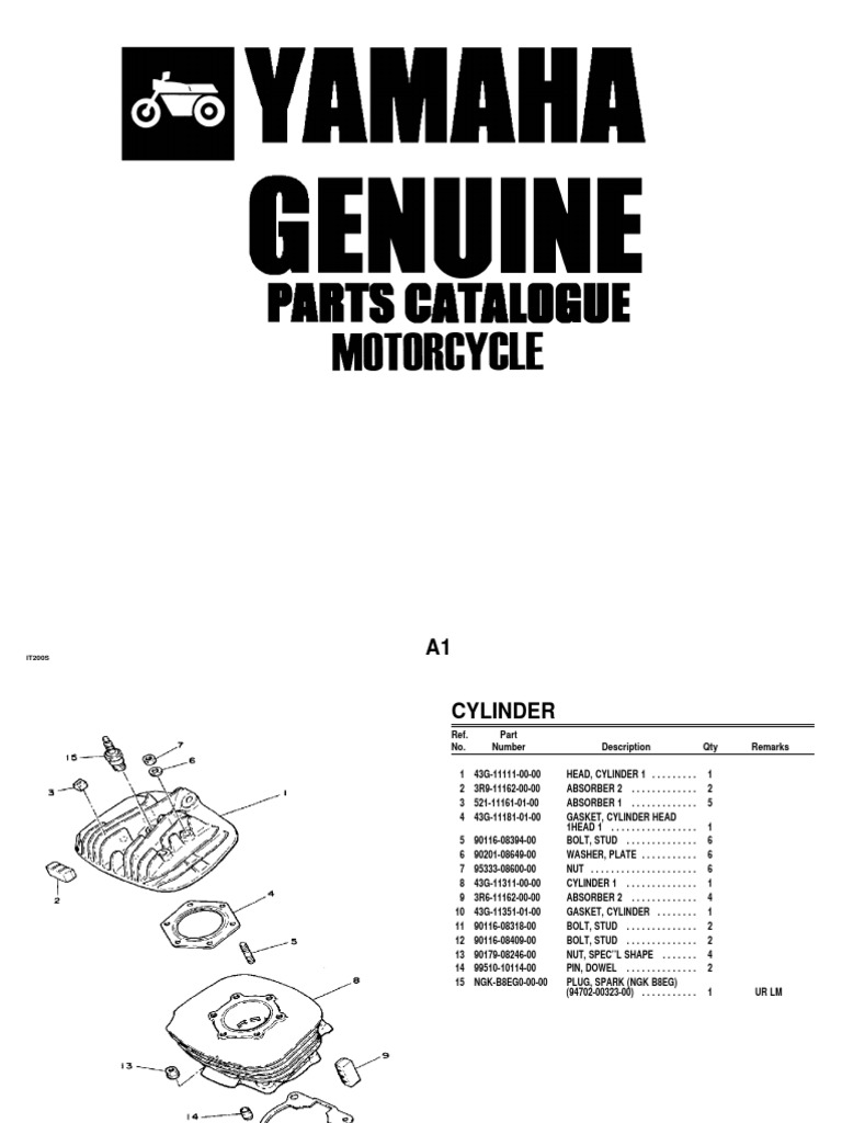 IT200 Motorcycle Engine Parts List | PDF | Screw | Transportation ...