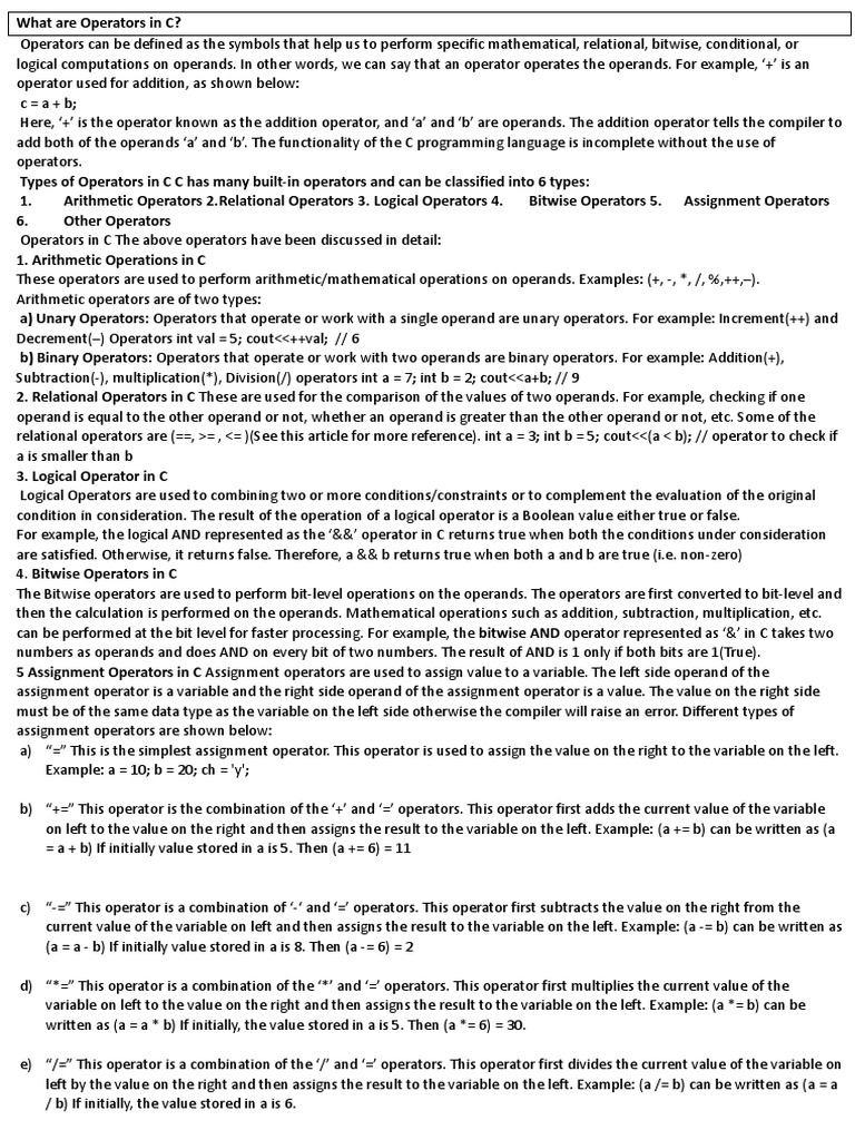 Operators | PDF | Computer Science | Mathematical Logic
