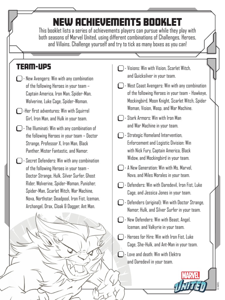 Marvel United New Achievements | PDF | Superhero Fiction | American ...