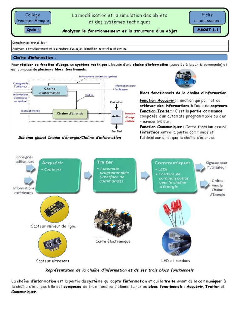 Chaîne d'information et blocs fonctionnels | PDF | Informations ...
