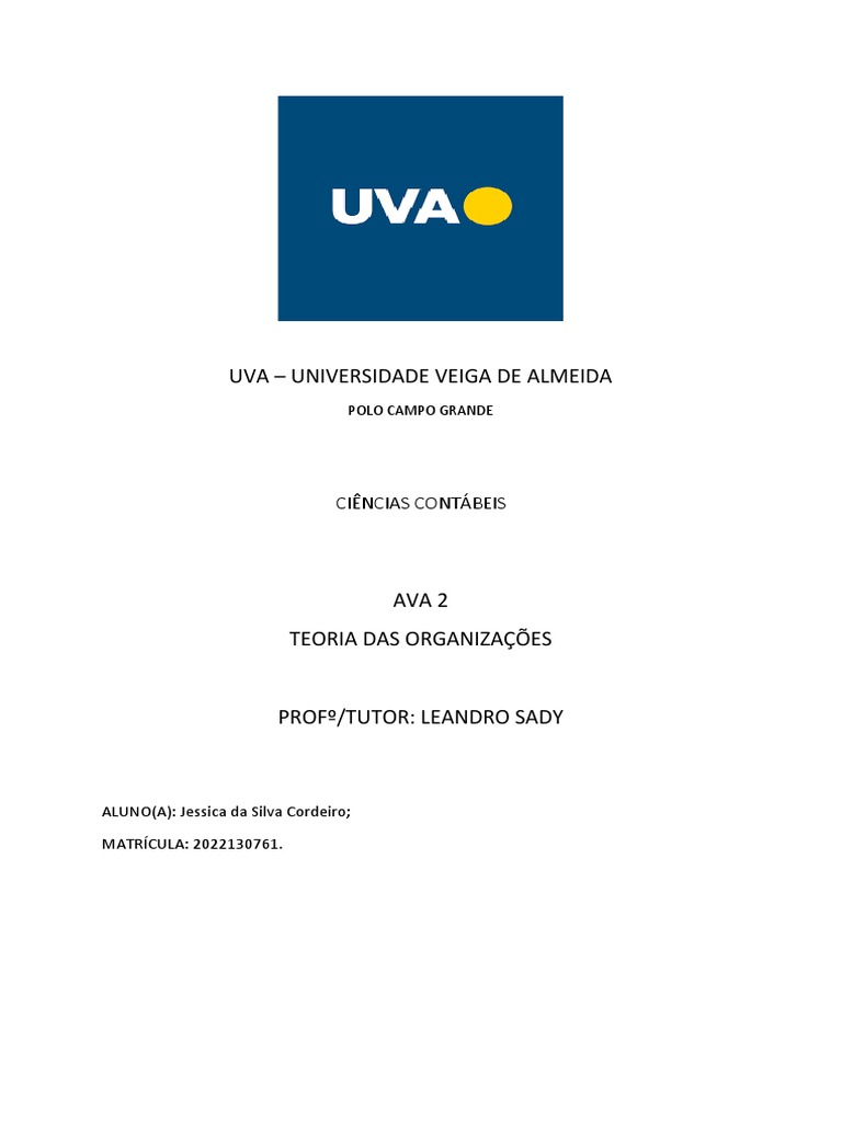 AVA 2 TEORIA DAS ORGANIZAÇOES PDF Comida rápida Batata