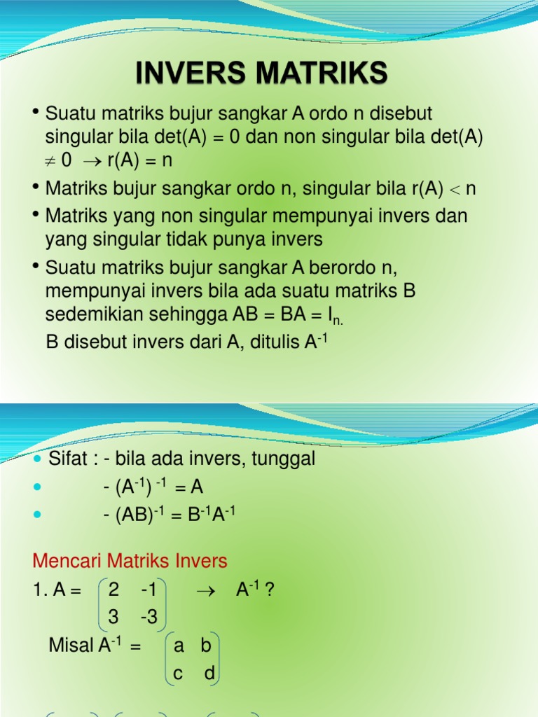 Cara Mencari Matriks Invers | PDF