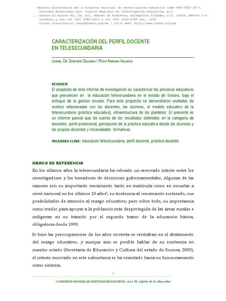 Perfil Docente en Telesecundaria Sonora | PDF | Enseñando | Evaluación