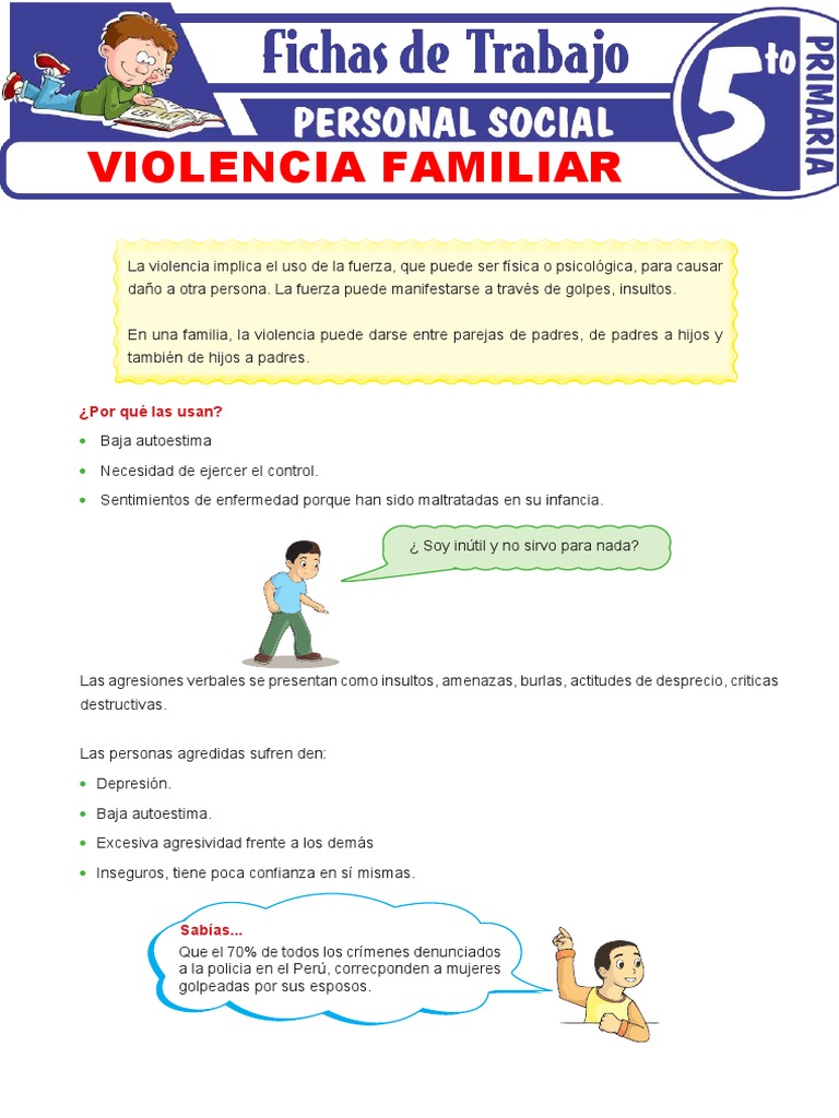 Violencia Familiar para Quinto Grado de Primaria | PDF | Violencia ...