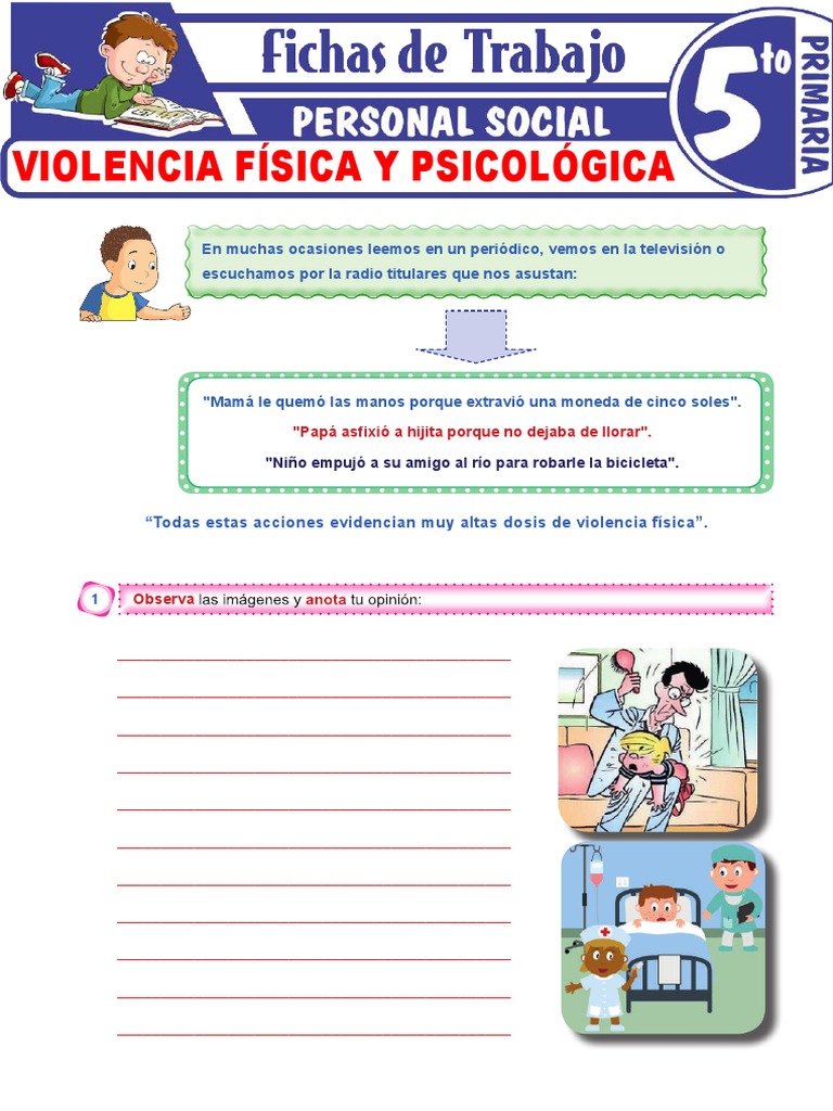 Violencia Física y Psicológica para Quinto Grado de Primaria | PDF