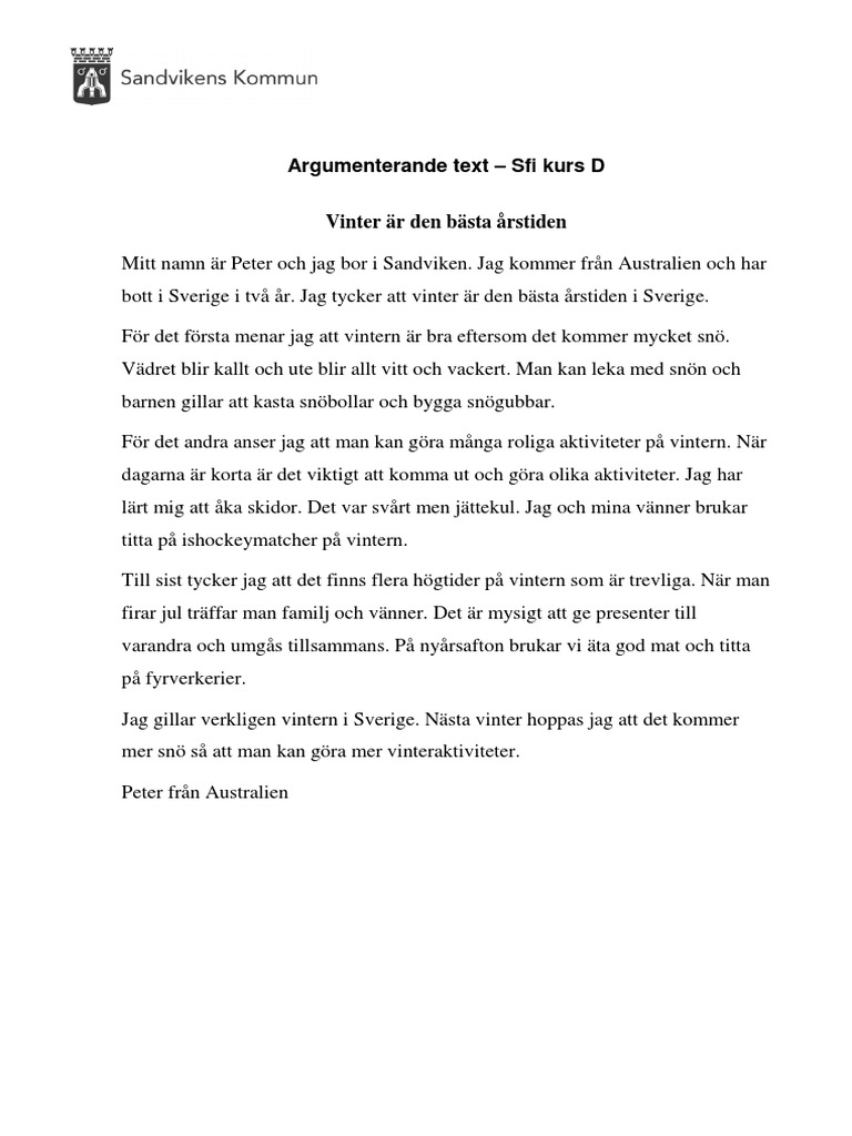 Argumenterande Text 3d1 Grupp 1 | PDF