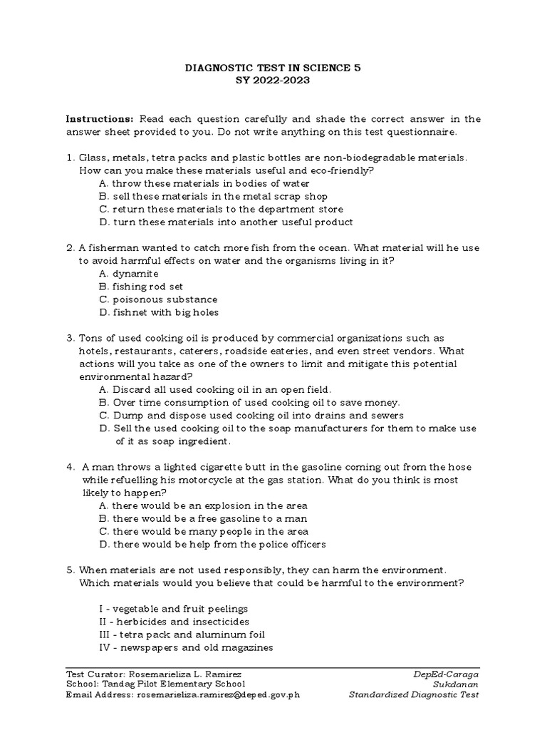 S5_Diagnostic_Test-Questionnaire | PDF | Reproduction | Flowers
