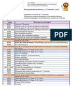 Calendário de Atividades Escolares 1º Semestre