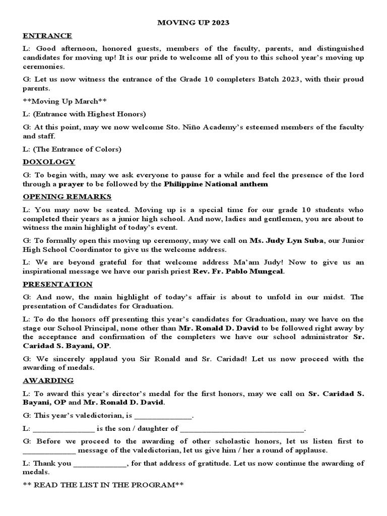 Moving Up Script | PDF