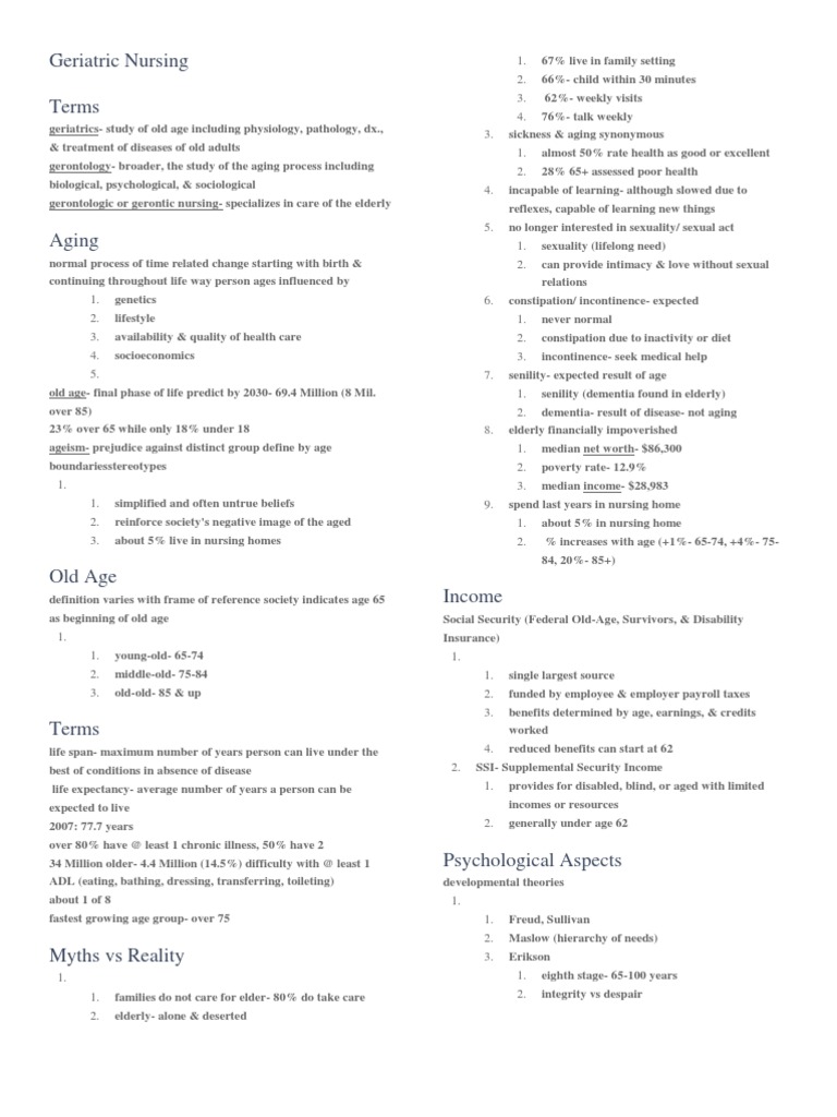 Geriatric Nursing Overview and Insights | PDF | Old Age | Geriatrics