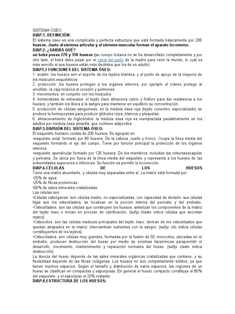 Sistema óseo Pdf Hueso Esqueleto