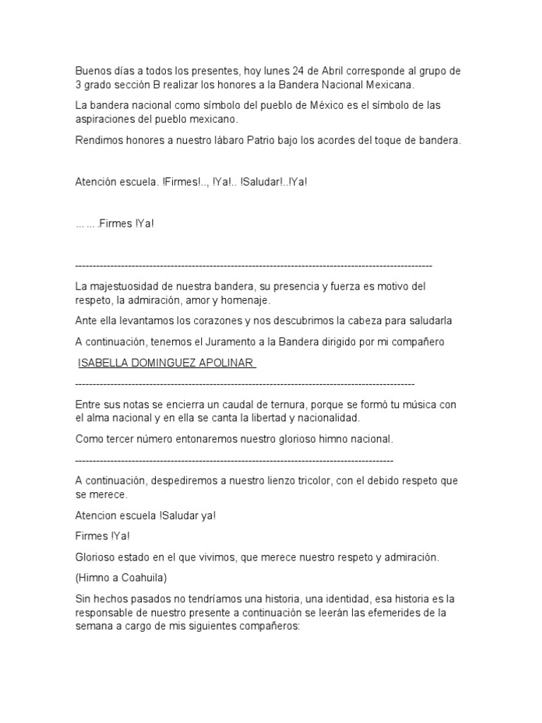 Acto Cívico por el Día de la Bandera | PDF