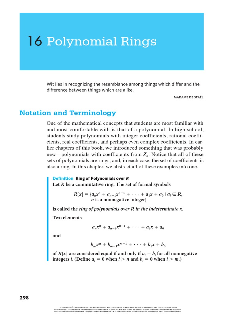 Ring Polinomial PDF Ring (Mathematics) Polynomial