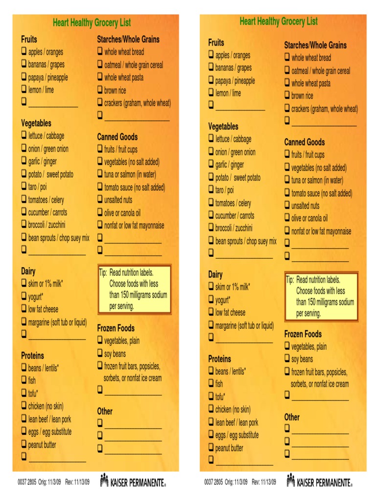 Heart Healthy Grocery List | PDF | Sauce | Mustard (Condiment)