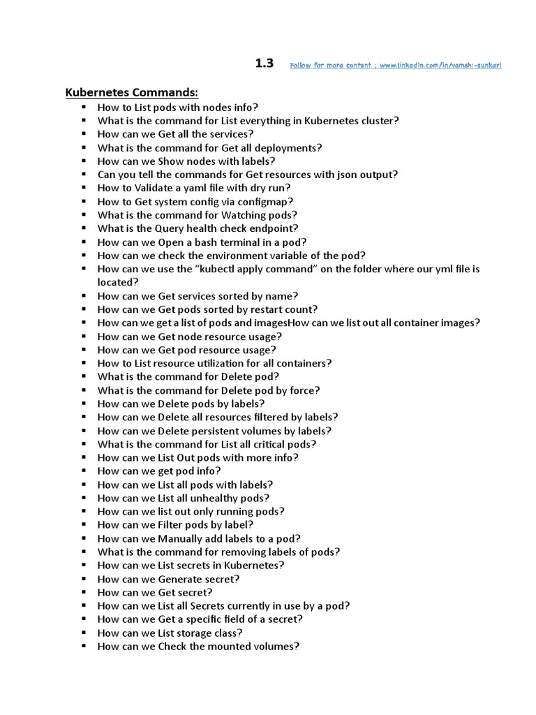 Kubernetes Interview Command Guide | PDF | Information Technology ...