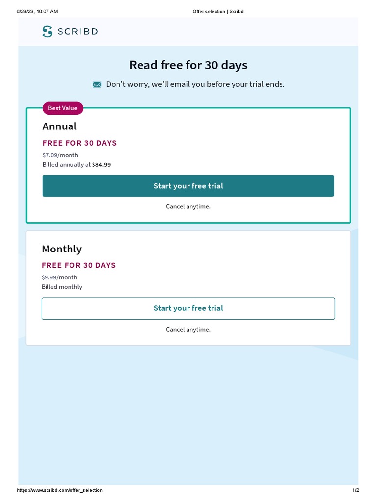 Scribd Subscription Plans Overview | PDF
