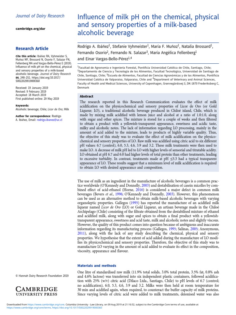 Influence of Milk PH On The Chemical, Physical and Sensory Properties ...