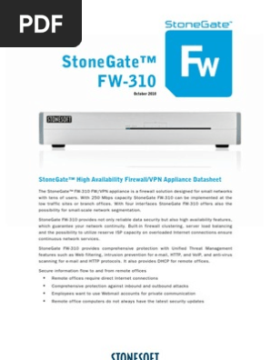 Datasheet Stonegatefw 310 Firewall Computing Virtual Private Network