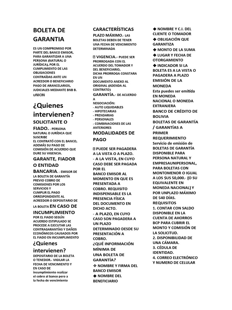 BOLETA DE GARANTIA PDF
