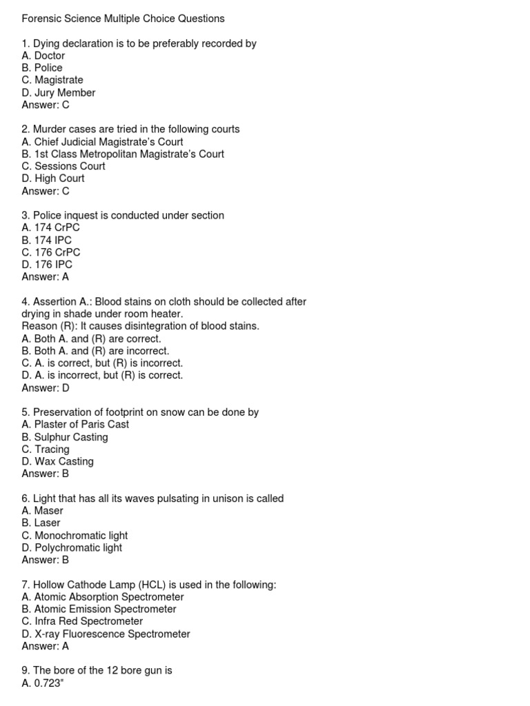 1610 NFSU MCQ PDF Fingerprint Dna