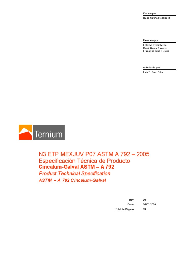 Especificación ASTM A 792 Galvalume | PDF | Ciencia de los Materiales ...