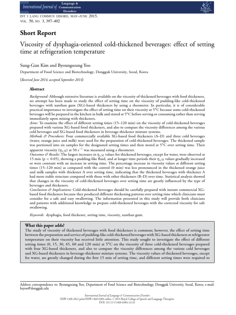 2014 Intl J Lang Comm Disor Kim Viscosity of Dysphagia Oriented Cold