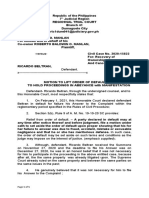 Beltran - Motion To Lift Order of Default and Hold Proceedings in Abeyance With Manifestation